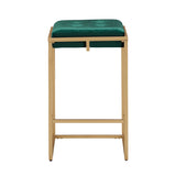 Homelegance By Top-Line Piper Gold Finish Metal Velvet Button Tufted 24" Counter Height Stools (Set of 2) Green Engineered Wood