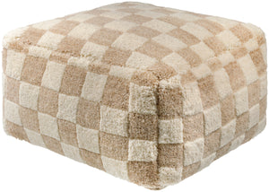 Lukas LKPF-001 14"H x 24"W x 24"D Pouf LKPF001-142424  Off-White, Ash, Khaki, Slate Grey Taupe, Pearl, Sage Surya