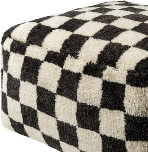 Lukas LKPF-002 14"H x 24"W x 24"D Pouf LKPF002-142424  Off-White, Light Grey, Jet Black Surya