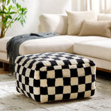 Lukas LKPF-002 14"H x 24"W x 24"D Pouf LKPF002-142424  Off-White, Light Grey, Jet Black Surya