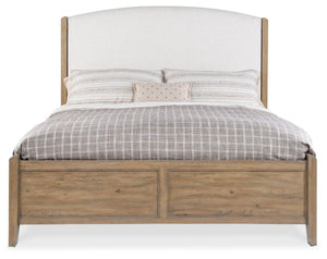Hooker Furniture Vineyard Queen Upholstered Bed With Pecky Hickory Veneers, White Zin Headboard, Sonoma Finish Elegance 89.50 L x 80.50W x 67.00H 6952-90866-80