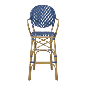 English Elm Outdoor Bistro Wicker Barstools Set of 2 Rust Resistant Aluminum Patio Bar Seating 72605.00