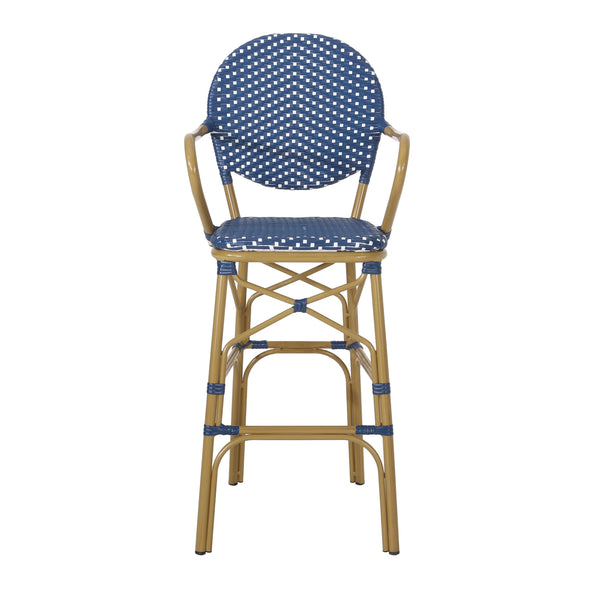 English Elm Outdoor Bistro Wicker Barstools Set of 2 Rust Resistant Aluminum Patio Bar Seating 72605.00