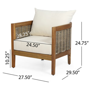 English Elm Christopher Knight Home® - Outdoor Acacia Wood Club Chairs with Teak Finish, Faux Rattan Accents & Water-Resistant Beige Cushions, Cozy Lounge Seating 70915.00