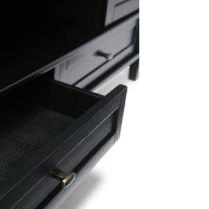 English Elm Warm Shaker Tv Media Stand - Handcrafted Solid Wood In Rich Black With Storage & Cord Management B136P159718-GIGA