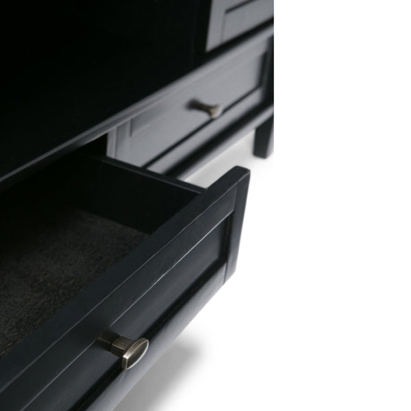 English Elm Warm Shaker Tv Media Stand - Handcrafted Solid Wood In Rich Black With Storage & Cord Management B136P159718-GIGA