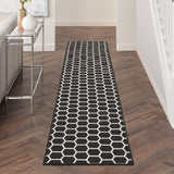 Nourison Reversible Indoor Outdoor RVB01 Machine Made Loom-woven Borderless Design Indoor/Outdoor Modern Outdoor Rug Black, Black 89% Polypropylene,11% Polyester 99446973887