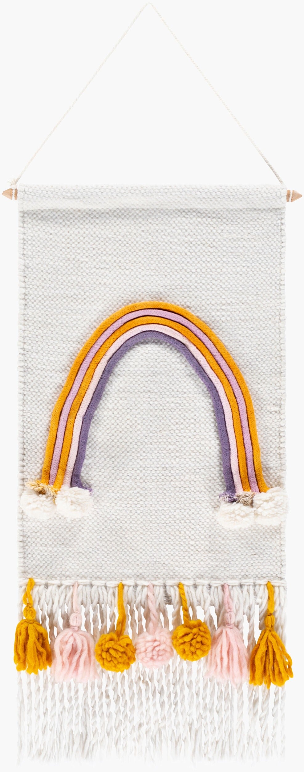 Surya Lucky Lky-1000 Elegant 29"H X 14"W Global-inspired Wall Hanging For Eclectic Home Decor Charm Pale Pink Polyester,Wood Lky1000-3014