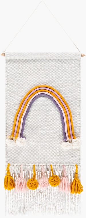 Surya Lucky Lky-1000 Elegant 29"H X 14"W Global-inspired Wall Hanging For Eclectic Home Decor Charm Pale Pink Polyester,Wood Lky1000-3014