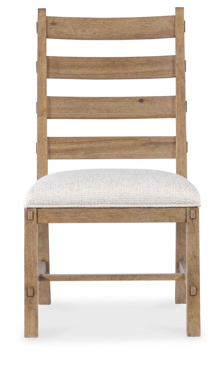 Hooker Furniture Vineyard Ladderback Side Chair In Sonoma Finish With White Zin Upholstery, Dowel Trim, Craftsman Legs 6952-75410-80