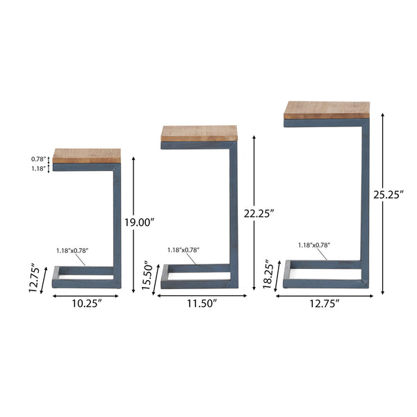 English Elm Christopher Knight Home® - NESTING Kacha Modern Industrial Firwood Nesting Tables Set of 3 — Sturdy Iron Frames, Antique Brown Finish, Space-Saving Design 57836.00