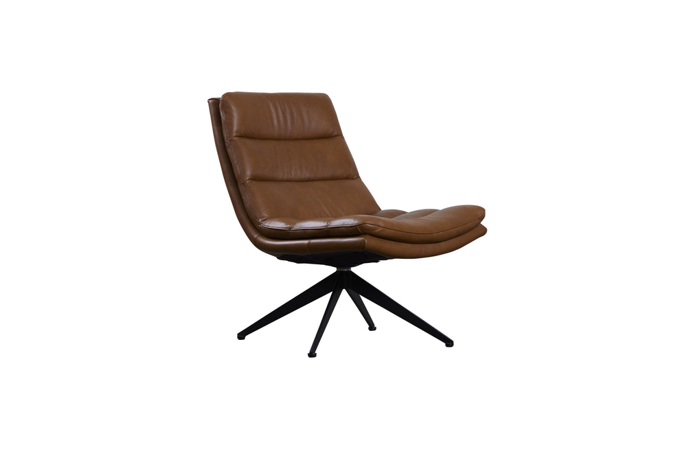 Porter Designs Porter Cetus Camel Leather Swivel Accent Chair – Mid-century Modern Design, Comfort & Style Brown Leather 02-204-06-0169