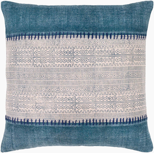Surya Lola 30”X30” Bohemian Global Floor Pillow - Vibrant Cotton Accent For Cozy Spaces & Easy Care! Pale Blue Cotton Ll008-3030p