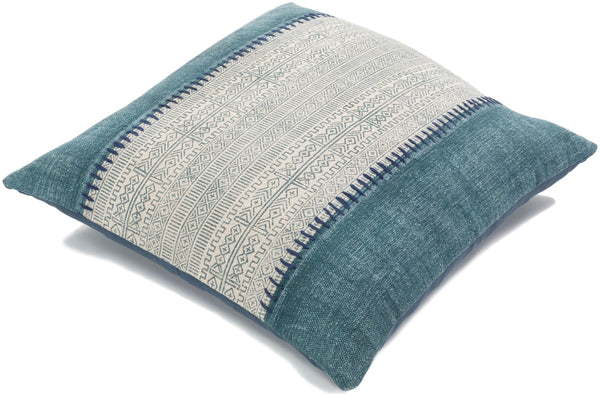 Surya Lola 30”X30” Bohemian Global Floor Pillow - Vibrant Cotton Accent For Cozy Spaces & Easy Care! Pale Blue Cotton Ll008-3030p