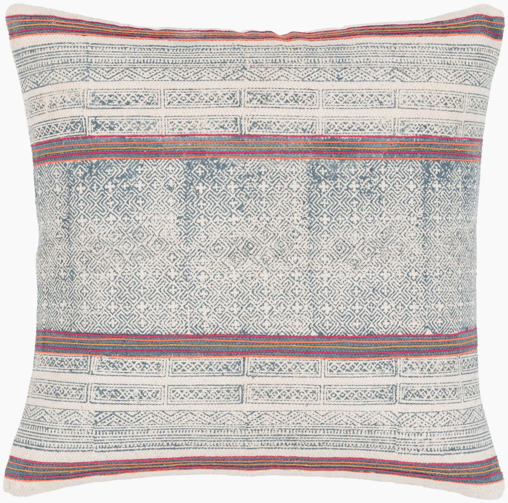 Surya Lola 20"L X 20"W Accent Pillow - Elegant Global Design, Durable Cotton, Perfect For Eclectic Decor Dark Blue Cotton,Cotton Ll011-2020d