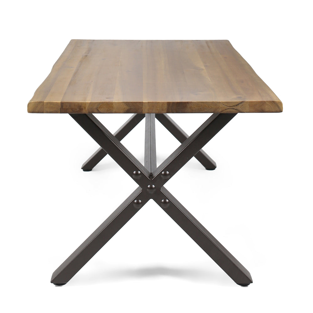 English Elm Christopher Knight Home® - Outdoor Acacia Wood Coffee Table with Teak Finish & Rustic Metal Frame, Handcrafted Patio Accent Table 62347.00