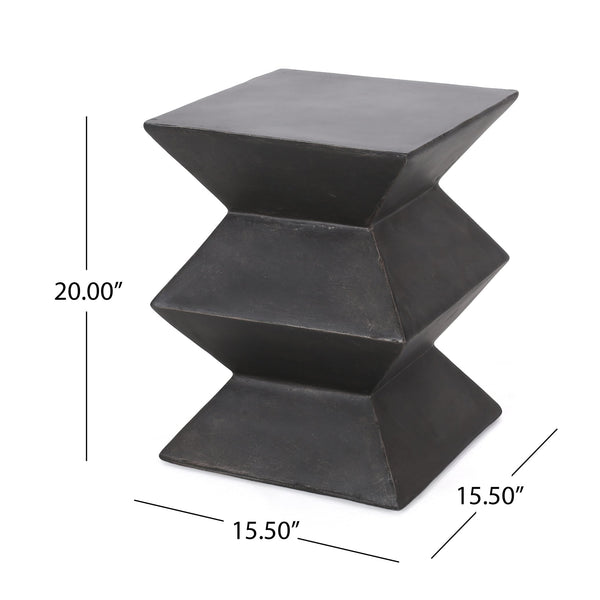 English Elm Outdoor Sculptural Concrete Pedestal Side Table for Patio Balcony and Sunroom Decor 73457.00