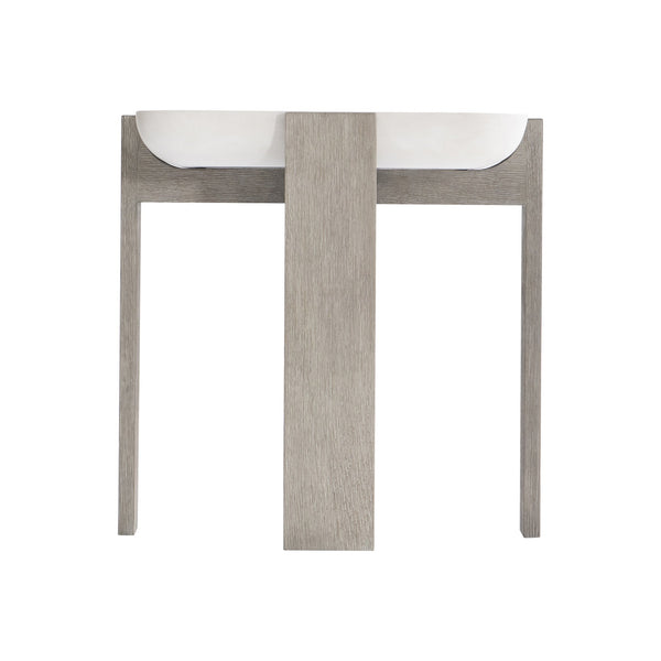 Bernhardt Bernhardt Gooding Side Table With Faux-Concrete Basin Top, Flint Wood Legs, 24" Square Accent Piece 484123
