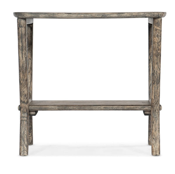 Hooker Furniture Commerce Brandon End Table In Natural Mindi Wood With Fixed Shelf, Boho Rectangle Accent Table, Durable Grain Finish 7228-80078-85