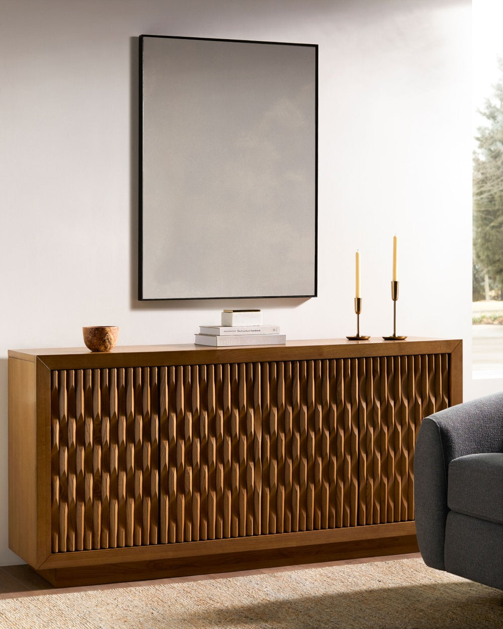 Surya Lulea Mid-century Modern Low Profile Cabinet for Entryway Living Room Media Storage LLEA001-326716