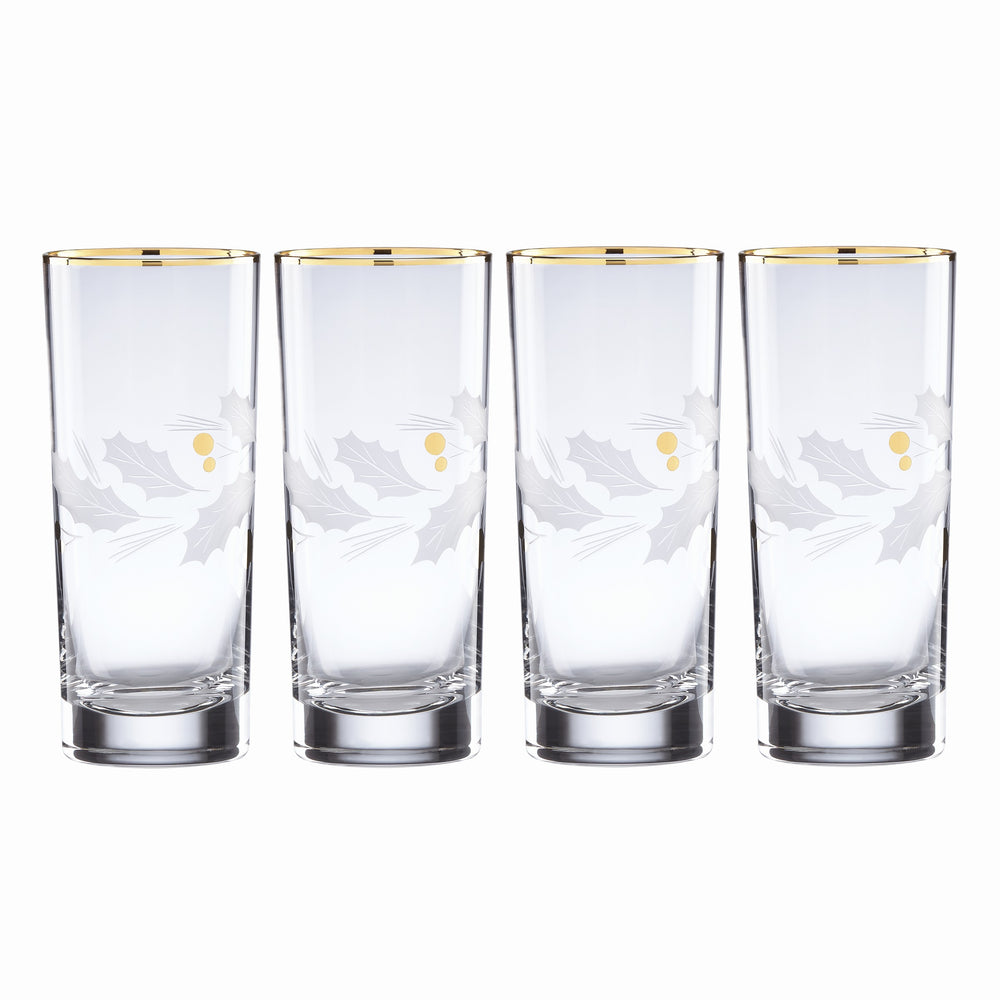 Lenox Holiday Gold 4-Piece Highball Glass Set Clear, NO COLOR GLASS,CRYSTAL 886859