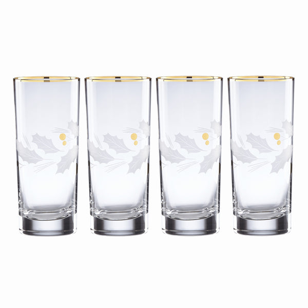 Lenox Holiday Gold 4-Piece Highball Glass Set Clear, NO COLOR GLASS,CRYSTAL 886859