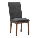 Homelegance By Top-Line Marsean Nailhead Accent Parson Linen Dining Chairs (Set of 2) Brown Rubberwood