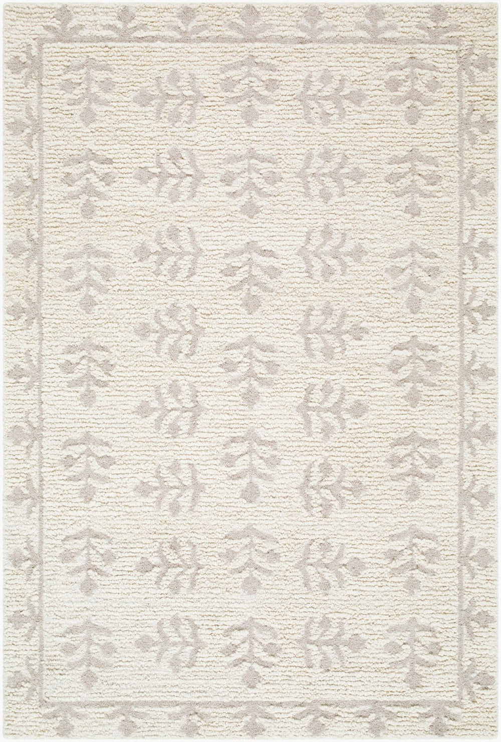 Livabliss Folk Floral Wool Area Rug Handtufted Flatweave for Entryway Bedroom or Bath Ivory, Taupe 5' x 7'6" LLFF2301-576