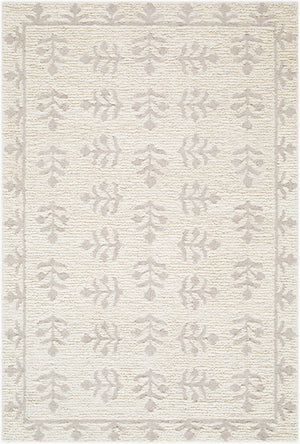 Livabliss Folk Floral Wool Area Rug Handtufted Flatweave for Entryway Bedroom or Bath Ivory, Taupe 5' x 7'6" LLFF2301-576