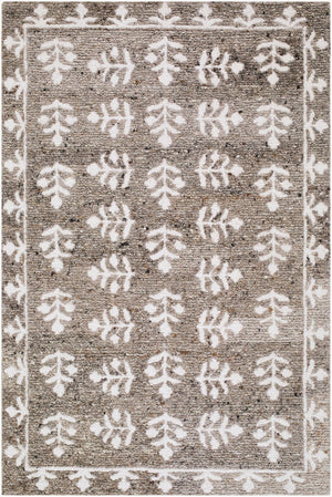 Livabliss Folk Floral Handtufted Wool Accent Rug Artisan Flatweave for Entryway or Bedside Charcoal 2' x 3' LLFF2302-23