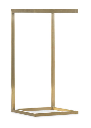 Hooker Furniture Melange Sculptural C-Table With Silver-Leaf Glass Top & Gold Metal Base — Compact, Versatile Accent Piece 638-50535-00