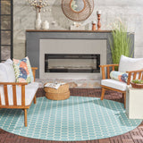 Nourison Reversible Indoor Outdoor RVB01 Machine Made Loom-woven Borderless Design Indoor/Outdoor Modern Outdoor Rug Aqua, Aqua 89% Polypropylene,11% Polyester 99446973825