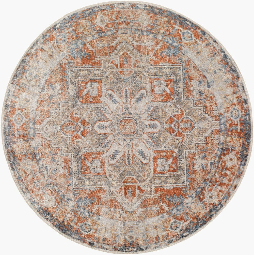 Livabliss Lillian Traditional Motif Polyester Accent Rug Machine Woven in Turkey for Entryways Oatmeal, Gray 6'7" x 6'7" LLL2302-67RD
