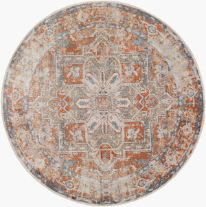 Livabliss Lillian Traditional Motif Polyester Accent Rug Machine Woven in Turkey for Entryways Oatmeal, Gray 6'7" x 6'7" LLL2302-67RD