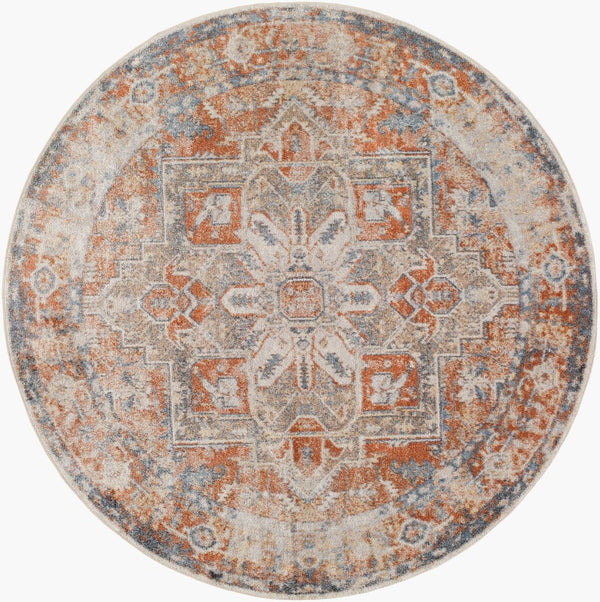 Livabliss Lillian Traditional Motif Polyester Accent Rug Machine Woven in Turkey for Entryways Oatmeal, Gray 6'7" x 6'7" LLL2302-67RD