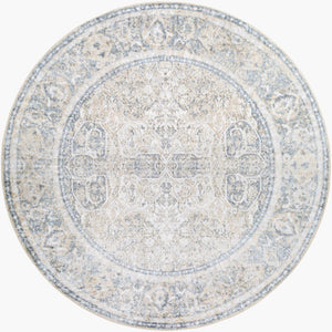 Livabliss Lillian Traditional Polyester Machine Woven Low Pile Rug for Entryways and Hallways Oatmeal, Gray 6'7" x 6'7" LLL2303-67RD