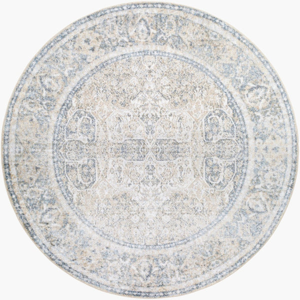 Livabliss Lillian Traditional Polyester Machine Woven Low Pile Rug for Entryways and Hallways Oatmeal, Gray 6'7" x 6'7" LLL2303-67RD