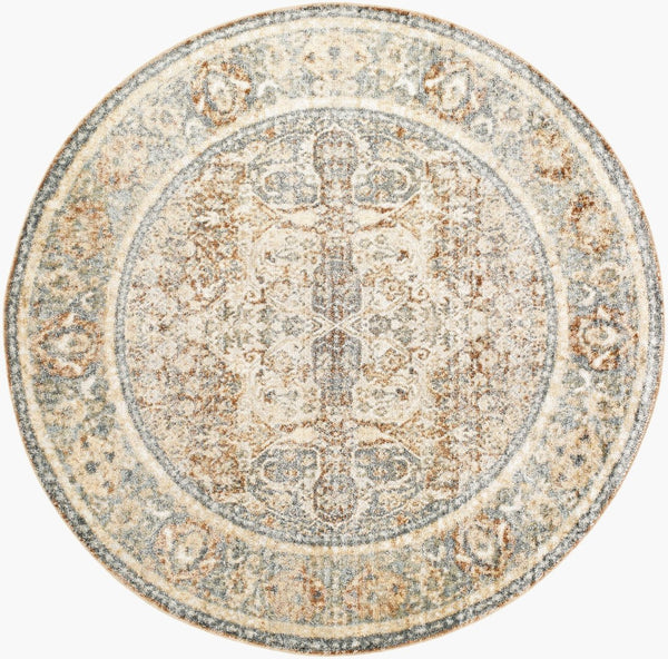 Livabliss Lillian Traditional Accent Rug Machine Woven Polyester Low Pile for Entryways and Hallways Oatmeal, Gray 6'7" x 6'7" LLL2304-67RD
