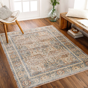 Livabliss Lillian Traditional Accent Rug Machine Woven Polyester Low Pile for Entryways and Hallways Oatmeal, Gray 6'7" x 6'7" LLL2304-67RD