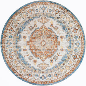 Livabliss Lillian Traditional Polyester Woven Rug for Entryways Hallways and High Traffic Floors Oatmeal, Dark B 6'7" x 6'7" LLL2305-67RD
