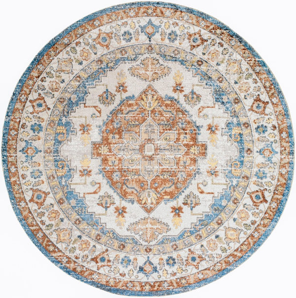 Livabliss Lillian Traditional Polyester Woven Rug for Entryways Hallways and High Traffic Floors Oatmeal, Dark B 6'7" x 6'7" LLL2305-67RD