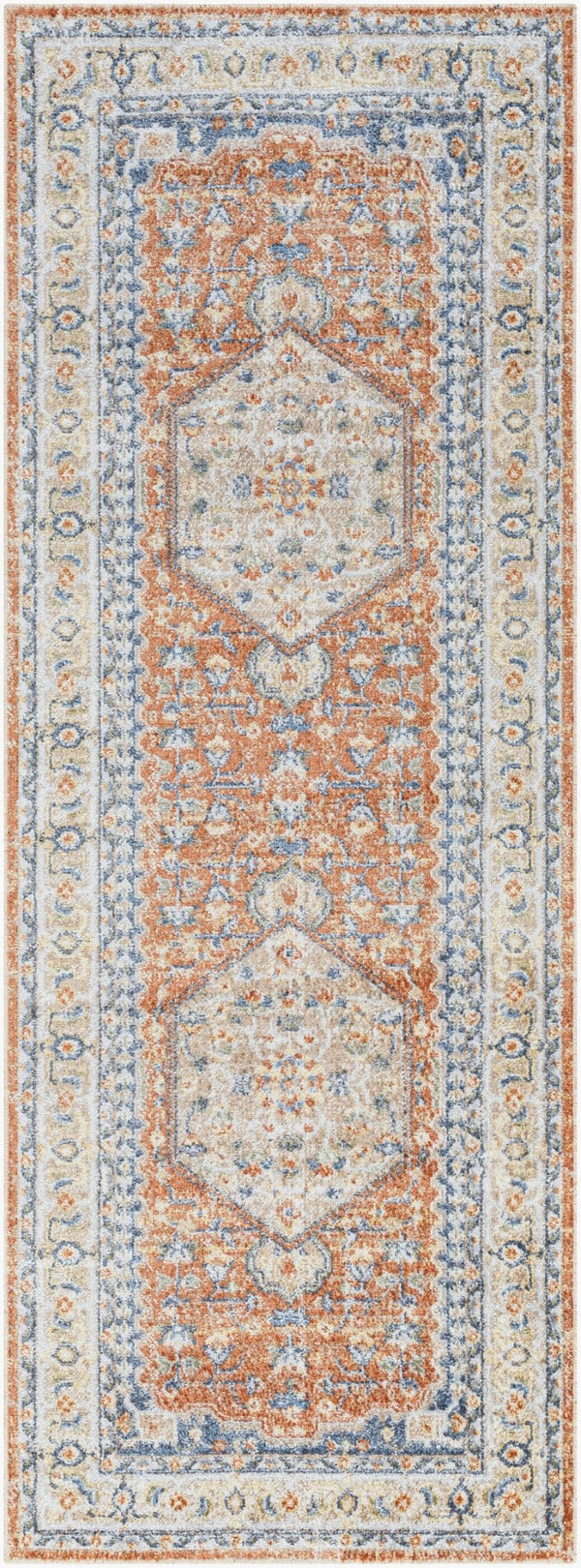Livabliss Lillian Traditional Patterned Polyester Indoor Rug for Entryways and Bedside Accents Oatmeal, Rust 2'7" x 7'3" LLL2306-2773