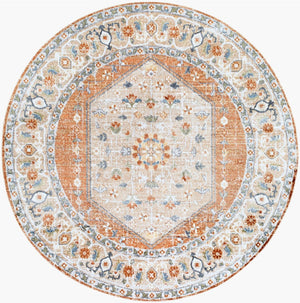 Livabliss Lillian Traditional Patterned Polyester Indoor Rug for Entryways and Bedside Accents Oatmeal, Rust 6'7" x 6'7" LLL2306-67RD
