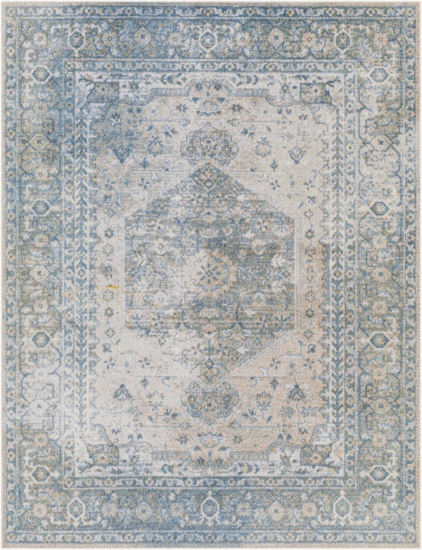 Livabliss Lillian Traditional Polyester Accent Rug Machine Woven in Turkey for Entryways and Hallways Gray, Dark Blue 2'2" x 3'9" LLL2307-2339
