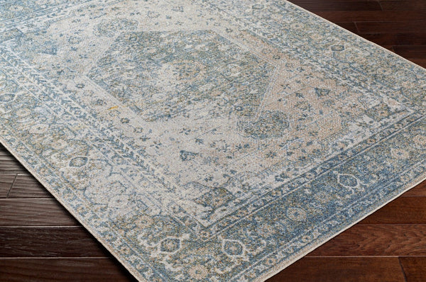 Livabliss Lillian Traditional Polyester Accent Rug Machine Woven in Turkey for Entryways and Hallways Gray, Dark Blue 6'7" x 6'7" LLL2307-67RD
