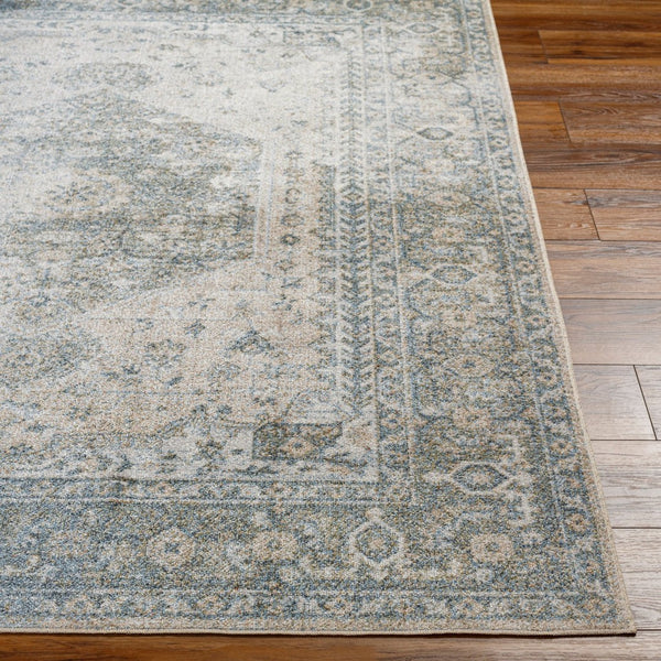 Livabliss Lillian Traditional Polyester Accent Rug Machine Woven in Turkey for Entryways and Hallways Gray, Dark Blue 6'7" x 6'7" LLL2307-67RD