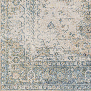 Livabliss Lillian Traditional Polyester Accent Rug Machine Woven in Turkey for Entryways and Hallways Gray, Dark Blue 6'7" x 6'7" LLL2307-67RD