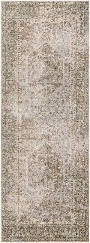 Livabliss Lillian Traditional Patterned Polyester Area Rug Woven in Turkey for Entryways Gray, Olive 2'7" x 7'3" LLL2308-2773