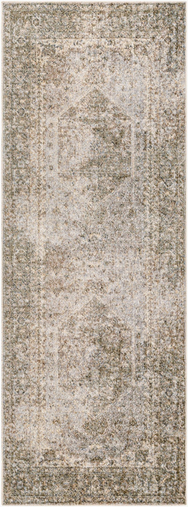 Livabliss Lillian Traditional Patterned Polyester Area Rug Woven in Turkey for Entryways Gray, Olive 2'7" x 7'3" LLL2308-2773