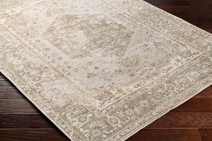 Livabliss Lillian Traditional Patterned Polyester Area Rug Woven in Turkey for Entryways Gray, Olive 6'7" x 6'7" LLL2308-67RD